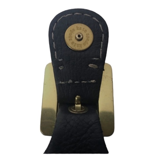 KATE SPADE Pebble Leather Barrel Clutch Hand Held Black Gold Hardware Dark Goth - Picture 9 of 15